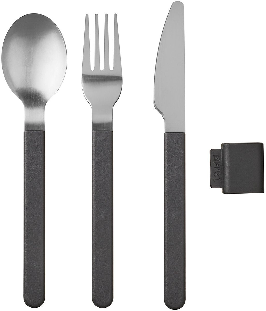 Set posate Mepal Silueta - 3 pezzi - posate da viaggio - nero nordico