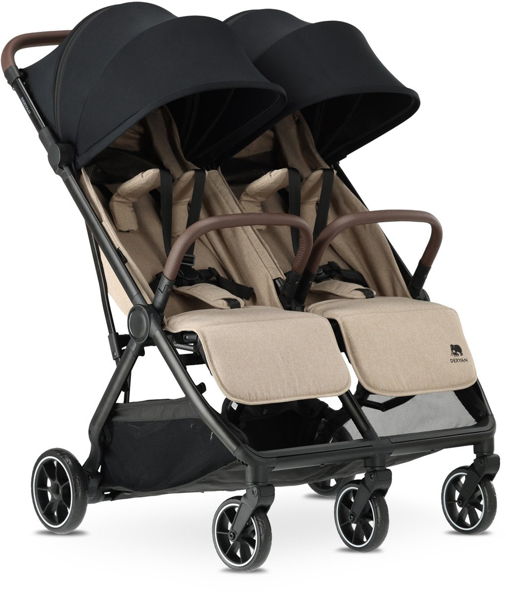 Deryan luxe rolo x2 v2 dubbele buggy - duo buggy - nougat