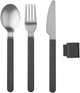 Juego de cubiertos mepal silueta - 3 piezas - cubiertos de viaje - negro nórdico