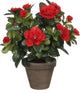 Planta artificial decorativa de mica - azalea - verde rojo - 27 cm - con hermosas flores
