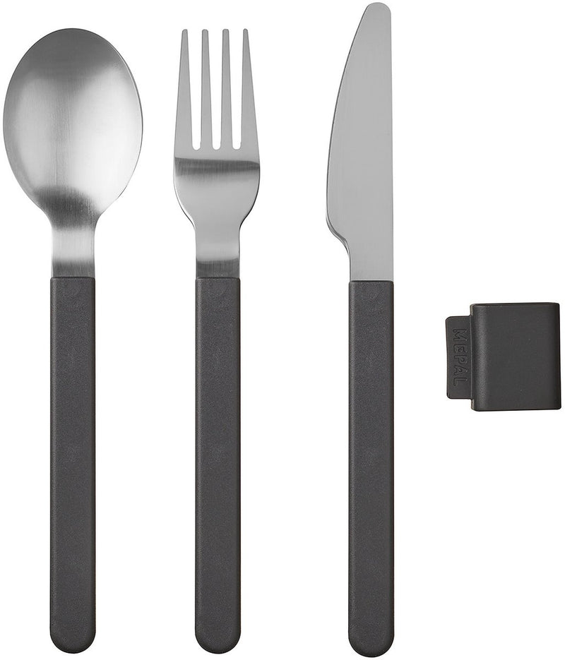 Set posate Mepal Silueta - 3 pezzi - posate da viaggio - nero nordico