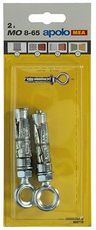 Celo 1003160 - 2 expansieankers mo 14mm + oogbout 8x65mm 502719 | 5 stuks