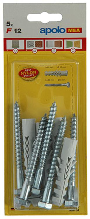 Celo 1015380 - 5 tacos nylon f+6kt 12 mm + perno rosca madera 502754 | 5 piezas