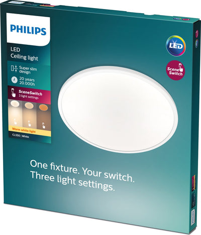 Philips Lámpara de techo LED Philips superdelgada - luz blanca cálida - 18w