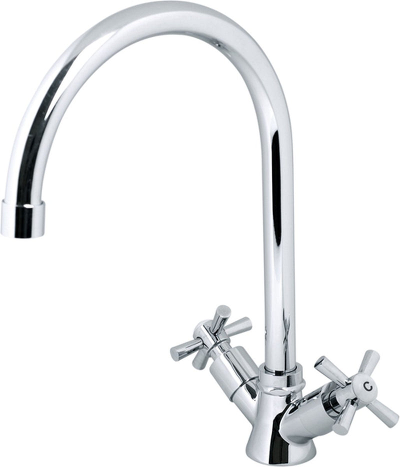 Rubinetto cucina Plieger cross - 1 foro - bocca girevole e maniglie a croce - cromo