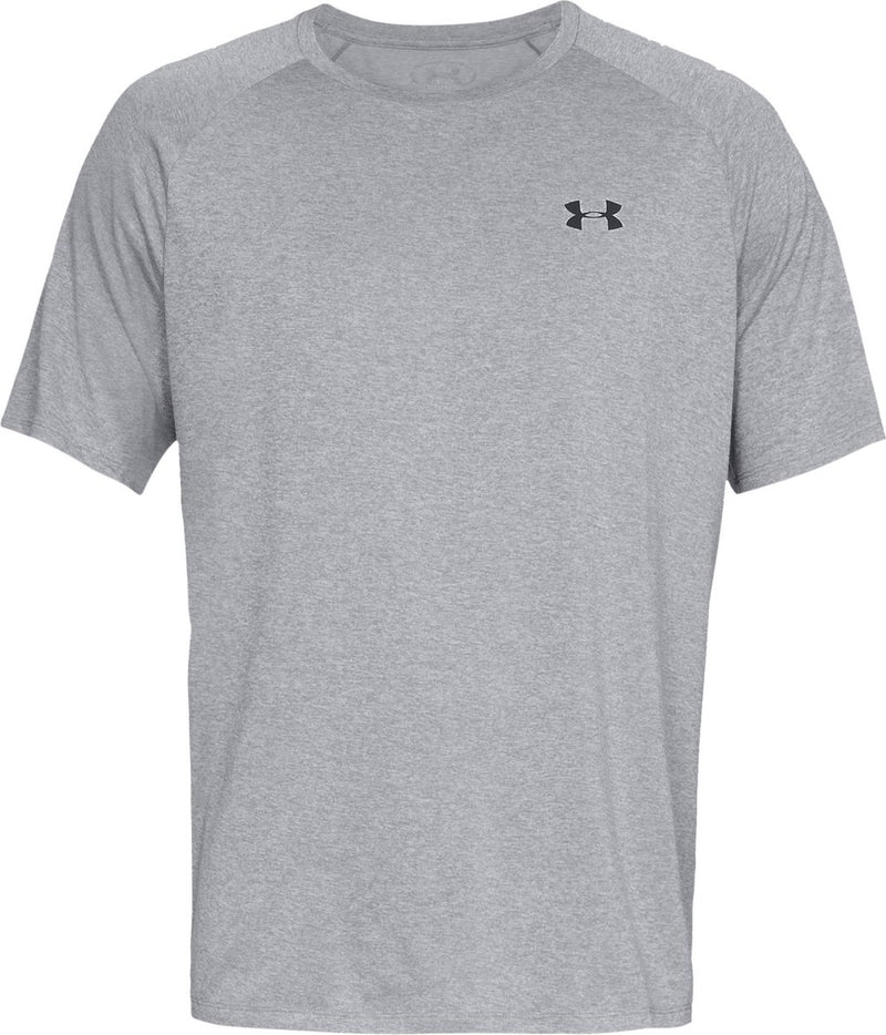 Under armour ua tech 2.0 ss tee-gry heren sportshirt - steel light heather - zwart