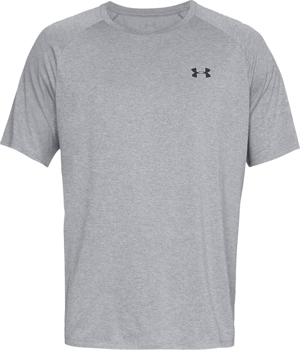 Under armour ua tech 2.0 ss tee-gry heren sportshirt - steel light heather - zwart