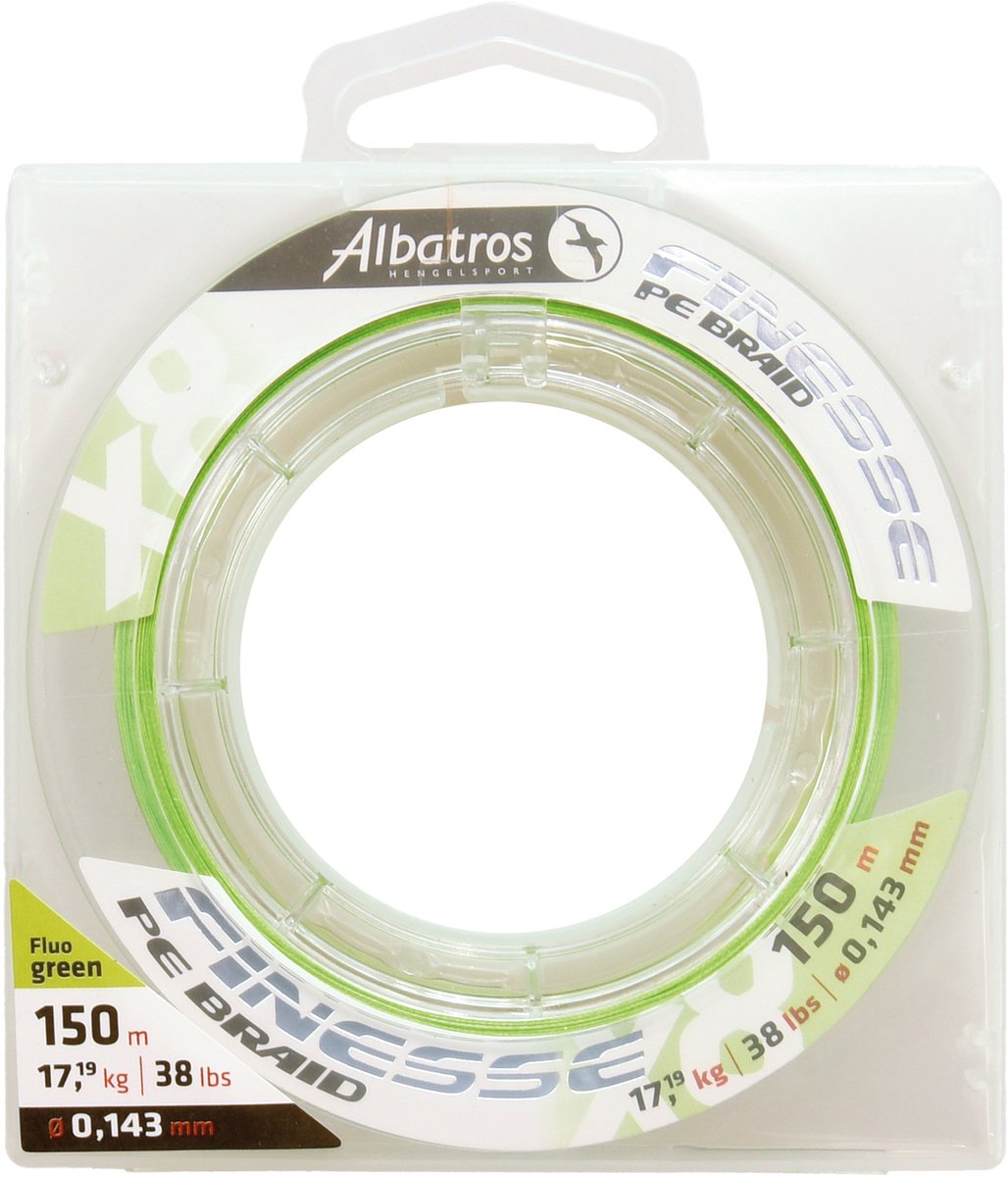 Albatros - finesse x8 braid - vislijn - 0,083mm - 150mtr - fluo green - never fade colour