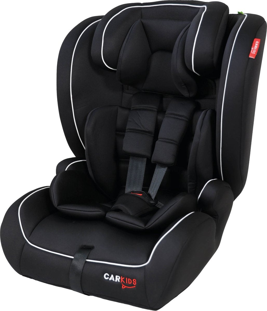 Silla de coche Carkids i-size luca - cumple con la norma i-size r-129 - para niños de 76 a 150 cm - reposacabezas ajustable - blanco y negro