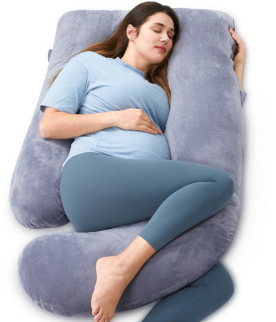 Momcozy - pregnancy pillow u shape - velor - dark gray