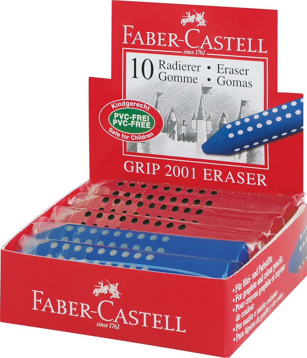 Gomma faber-castell grip 2001 espositore assortito 10 pezzi - fc-187101