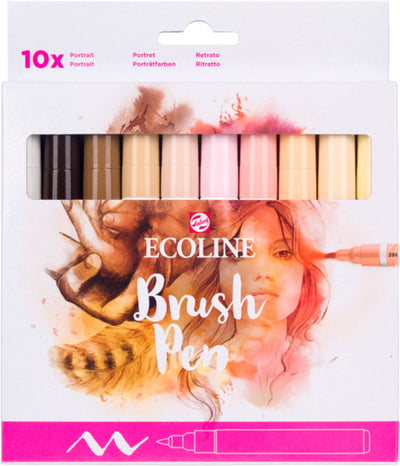 Bruynzeel ecoline brush pen set portrait, 10 colors