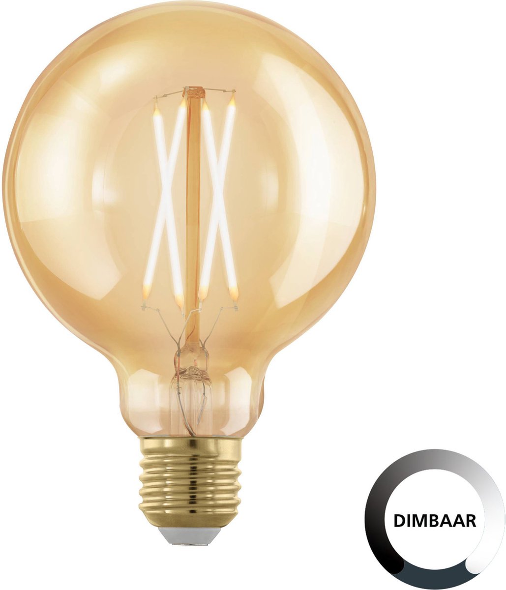 Lampada led Eglo golden age - e27 - ø 9,5 cm - dimmerabile - 4w - 1700k - ambra