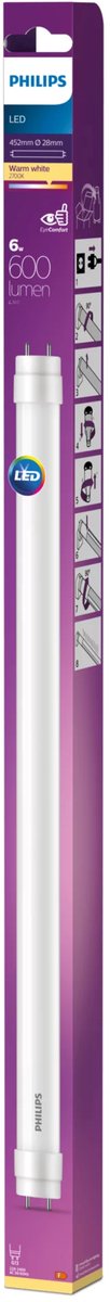 Philips led tl buis t8 - 6 w - g13 - warmwit licht - 438 mm