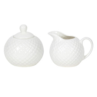 Juego de lechera y azucarero de porcelana rombos