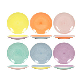 Ontbijtbord ø19cm 2-tone pastel, 6 assorti | 6 stuks