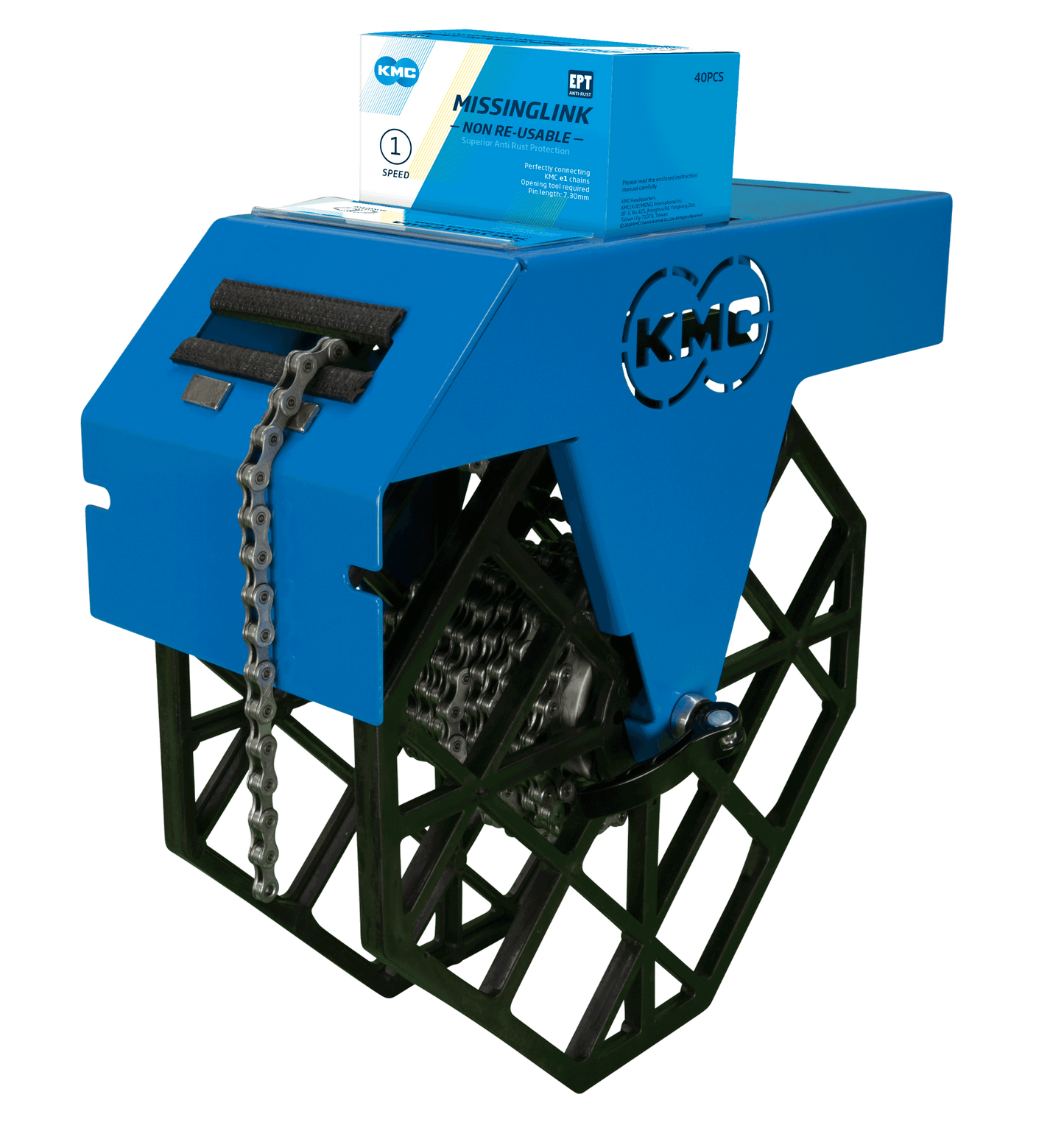 Soporte de rollo de cadena de bicicleta KMC - Azul - 1 Haspel - Taller