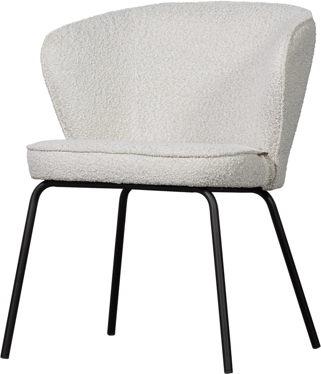 Woood admit eetkamerstoel - bouclé - naturel wit - 77x60x59 cm
