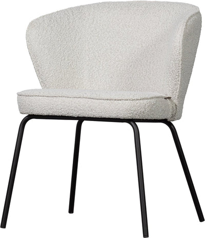 Sedia per sala da pranzo Woood ammette - bouclé - bianco naturale - 77x60x59 cm