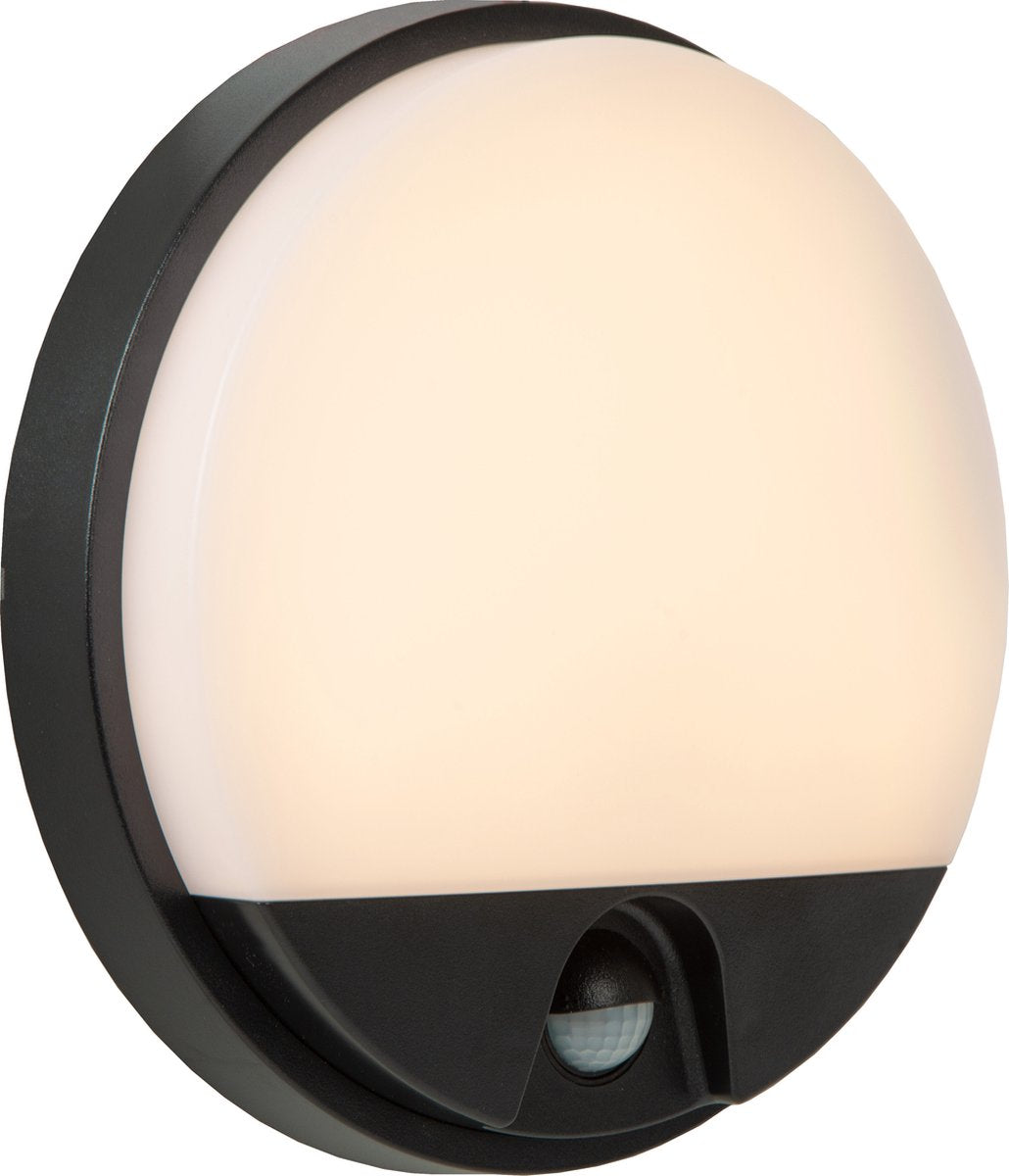 Lucide hups ir - wandlamp binnen buiten - ø 21 cm - led - 1x10w 3000k - ip54 - bewegingssensor - zwart