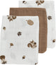 Meyco baby forest animals washandjes - 3-pack - hydrofiel - toffee - 20x17cm