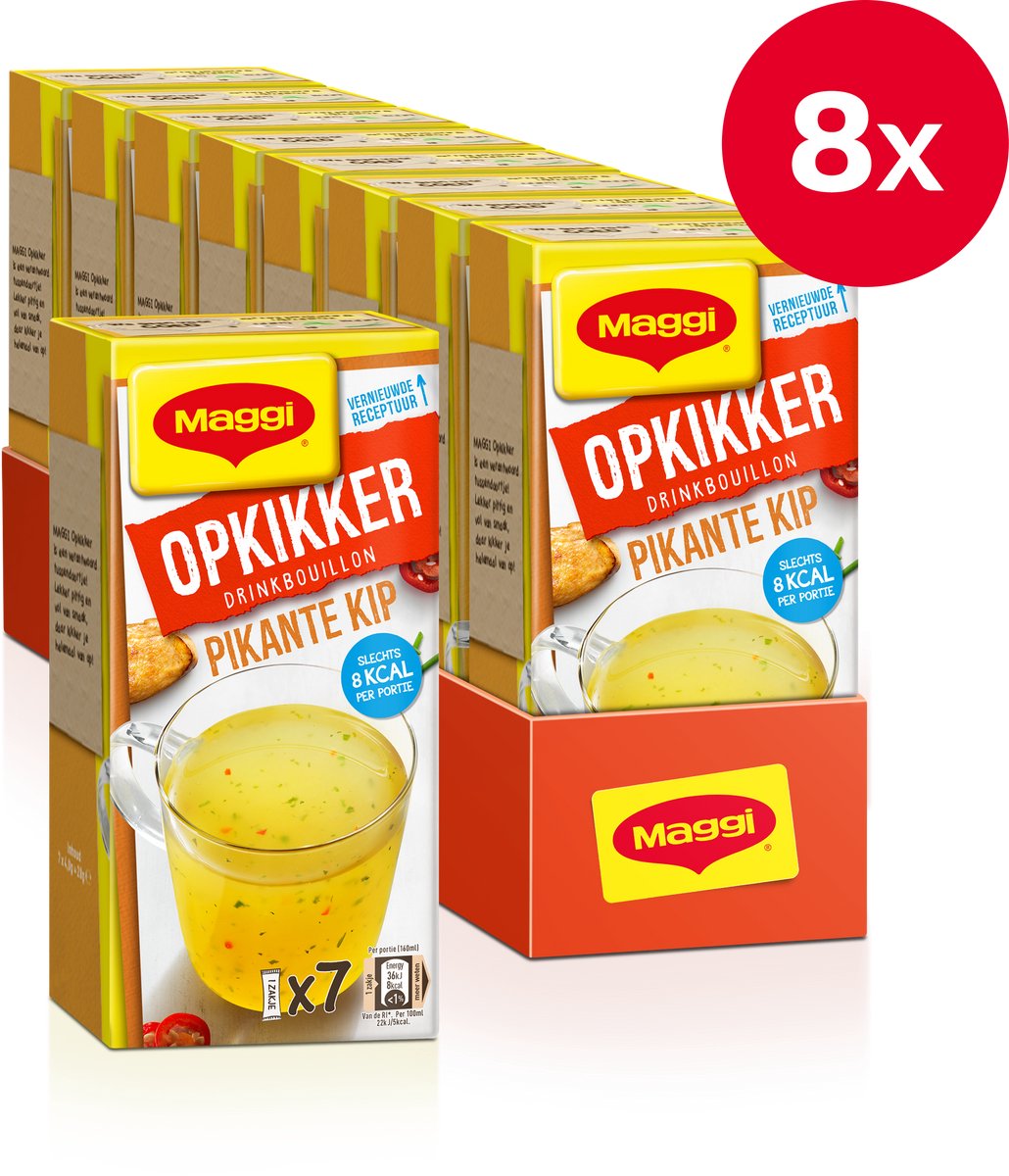 Maggi booster da bere brodo di pollo piccante - 8 scatole x 7 buste - confezione risparmio