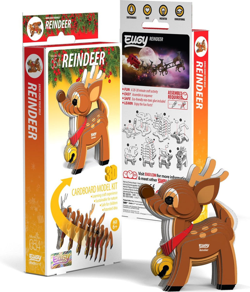 Puzzle 3d Eugy - Renos navideños - Figuras navideñas - Sostenible - Colecciónalos todos - 6 años