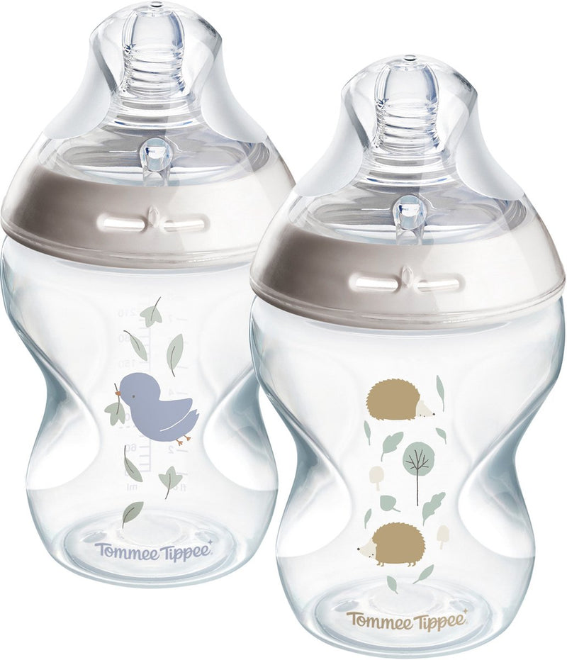 Biberon Tommee Tippee Natural Start - set di 2 biberon da 260 ml - velocità di erogazione bassa - 0 m+ - decorato