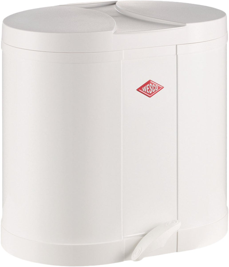 Papelera eco-recolector Wesco | 30 litros | cubo de basura con pedal dúo (2x15 litros) | metal - blanco | separación de residuos - hecho en alemania