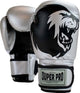 Super pro combat gear talent (kick)bokshandschoenen zilver zwart 6oz
