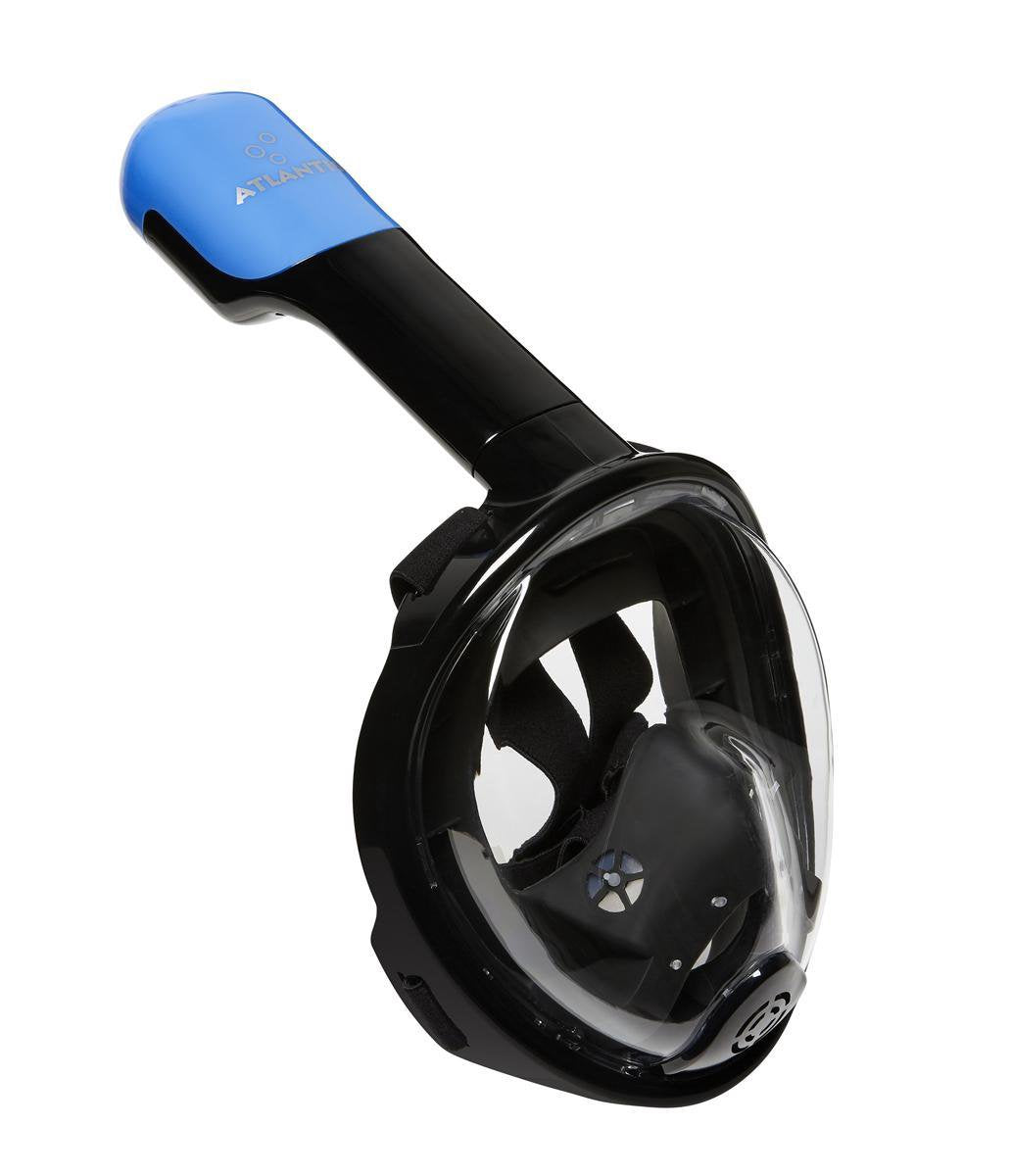 Maschera da snorkeling Atlantis - occhialini da sub - boccaglio - set boccaglio - maschera integrale - bambini - nero blu - xs