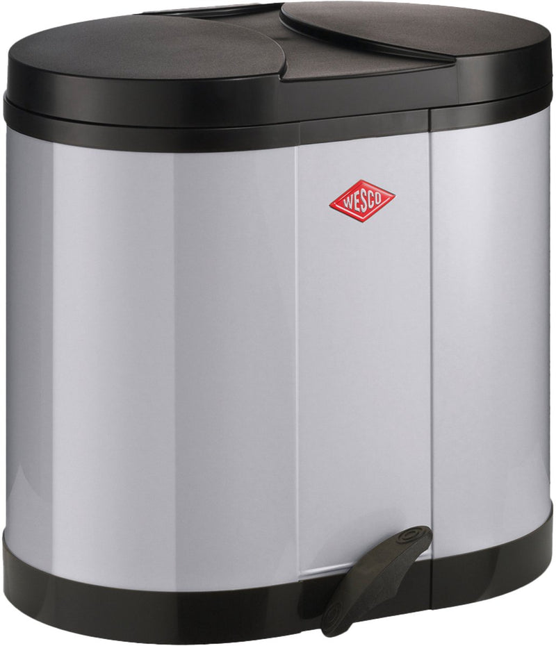 Papelera eco-recolector Wesco | 30 litros | cubo de basura con pedal dúo (2x15 litros) | metal - gris | separación de residuos - hecho en alemania