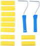 Kinzo verfroller set 12 delig met 10x schuimroller en 2 handgrepen - foam lakroller verfroller 10 cm - mini verfrollers verfbenodigdheden
