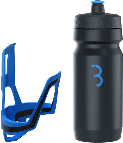 Bbb cycling dualcage - lichtgewicht bidonhouder met zwarte bidon - 550ml - blauw - racefiets mountainbike - drinkbushouder fiets - bbc-39c