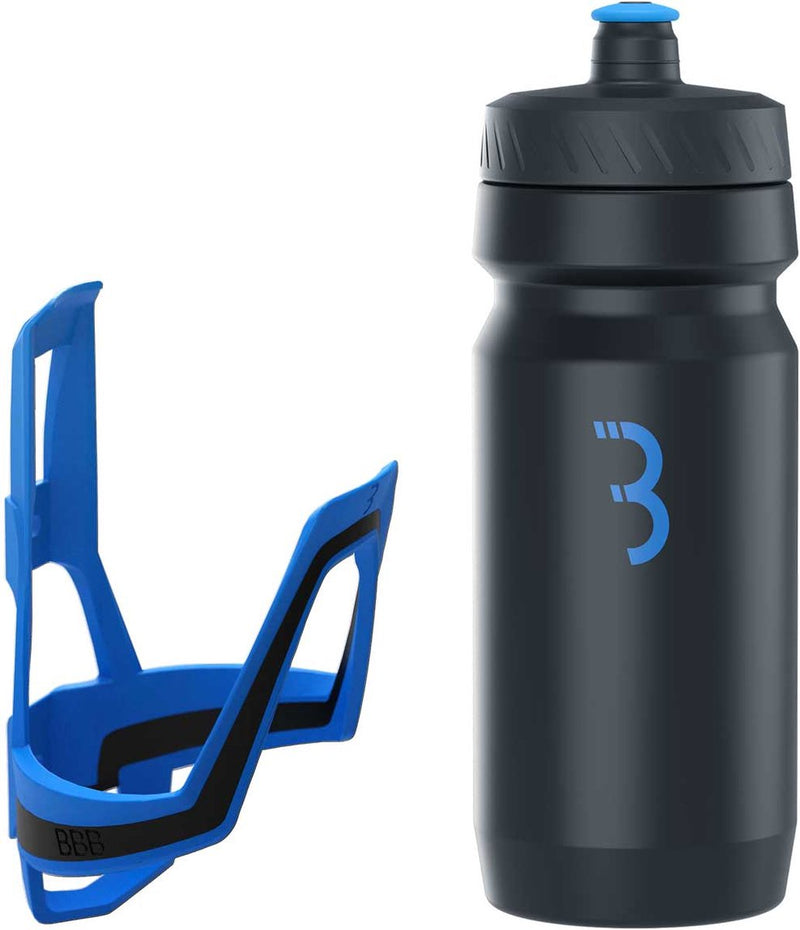 Bbb ciclismo dualcage - portabotellas ligero con botella negra - 550ml - azul - bicicleta de carrera bicicleta de montaña - portabotellas bicicleta - bbc-39c