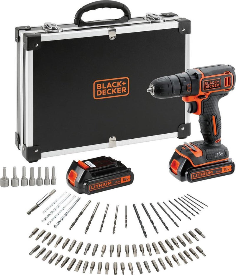 Kit trapano avvitatore Black+decker 18v con accessori flight case - bdcdc18bafc-qw