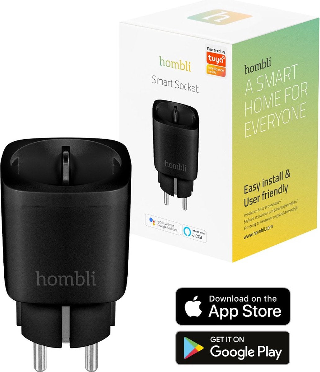 Hombli smart plug - presa smart con controllo da app - presa WiFi - timer per interni - contatore di energia - compatibile con Amazon Alexa e Google Home - 1 pezzo - nero