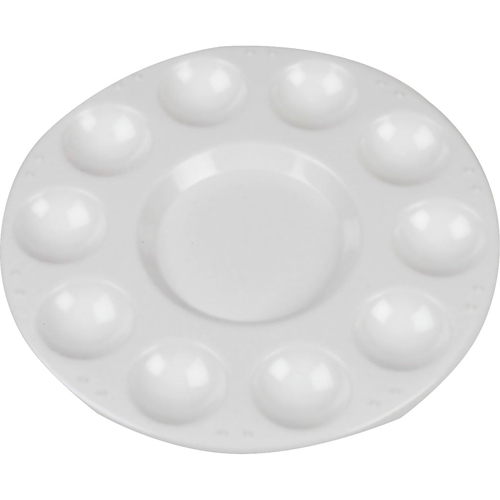 Palet, rond palet met 11 vakken, d 17 cm, wit, 10 stuk 1 doos