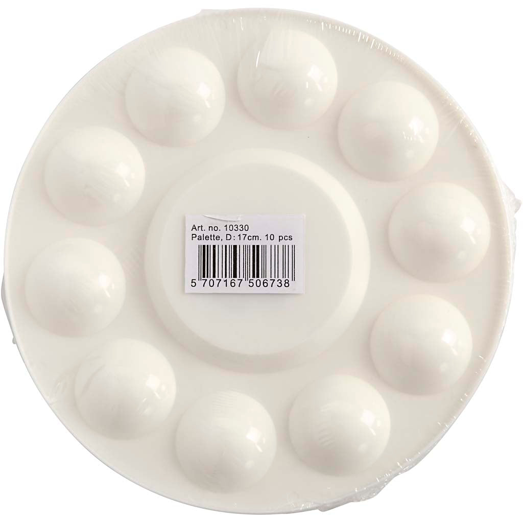 Tavolozza aziendale Creativ, tavolozza rotonda con 11 scomparti, d 17 cm, bianco, 10 pezzi 1 scatola