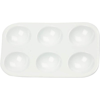 Palette aziendale Creativ, tavolozza rettangolare con 6 scomparti, misura 13x8,5 cm, bianco, 10 pezzi 1 scatola