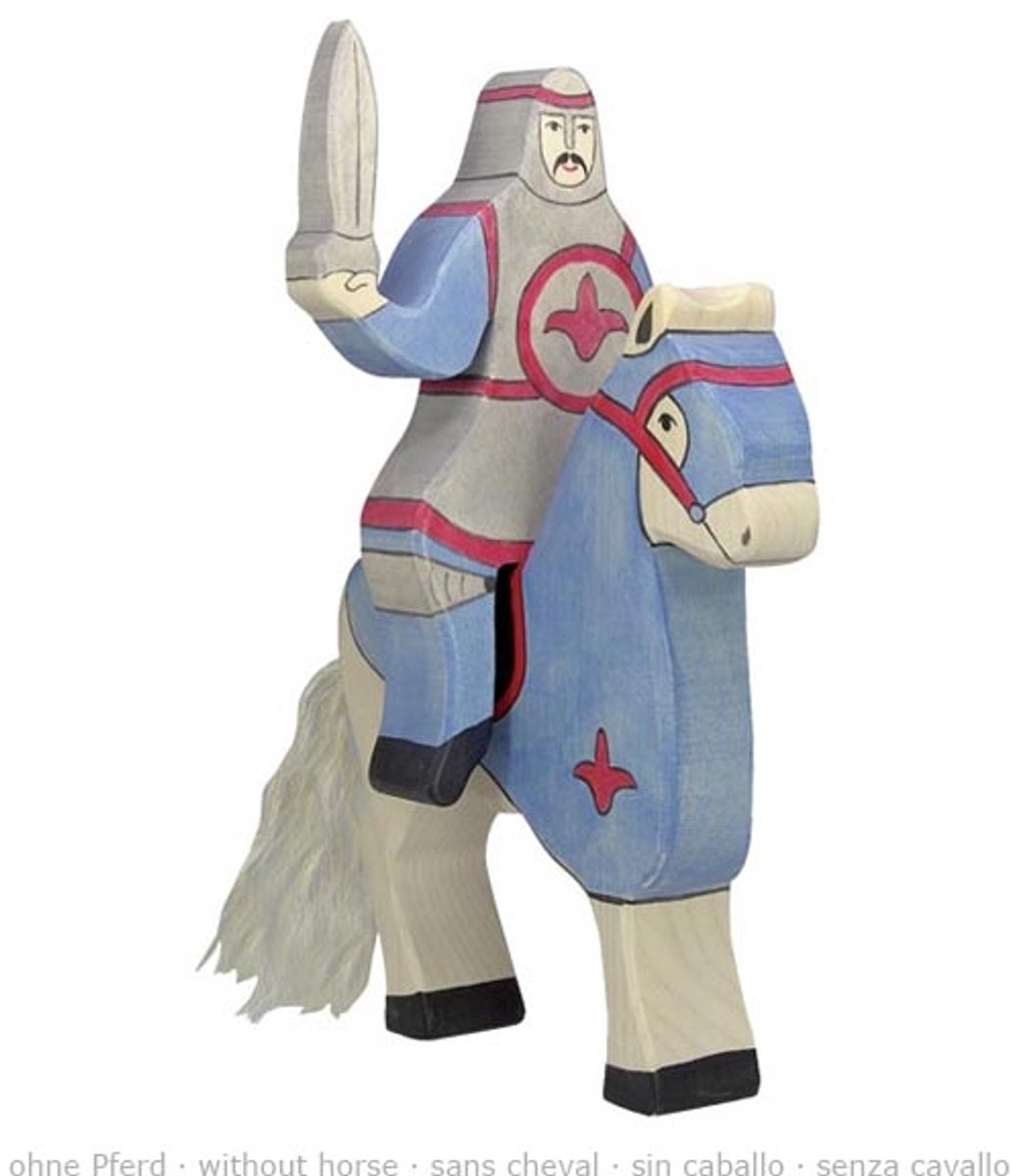 Fiabe e cavalieri Holztiger - cavaliere blu a cavallo - 10x2x19 cm - figura in legno - senza cavallo