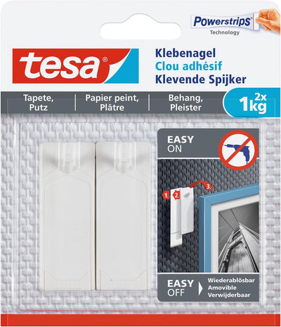 Tesa clavo adhesivo ® papel pintado y yeso 1kg blanco 2 piezas