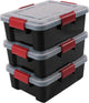 Scatola portaoggetti ermetica Iris - 10 l - ermetica - impilabile - plastica - nero trasparente rosso - set da 3