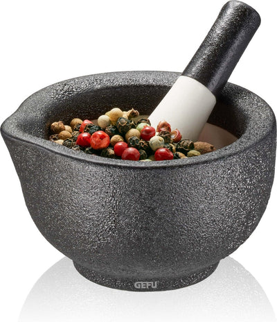 Mortaio Grino Gefu - porcellana - ø 17 cm - incluso pestello - mortaio per erbe