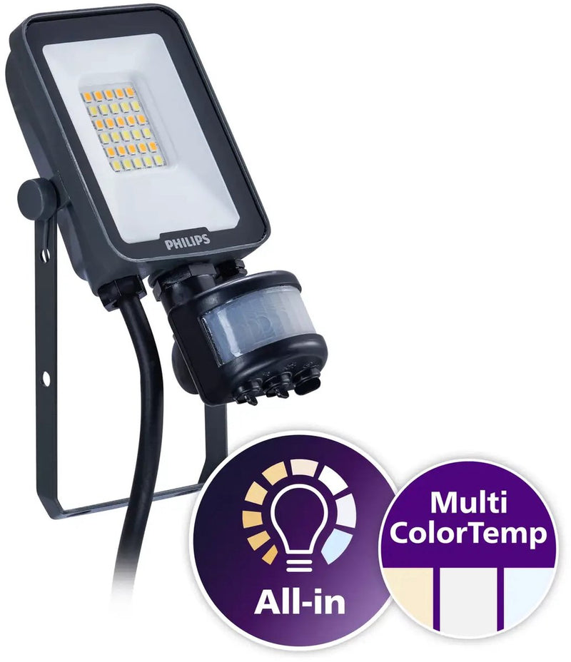 Philips led philips - reflector led ledinaire bvp167 10w 1200lm 110d - 830-840-865 cct | ip65 - sensor de movimiento y luz - simétrico