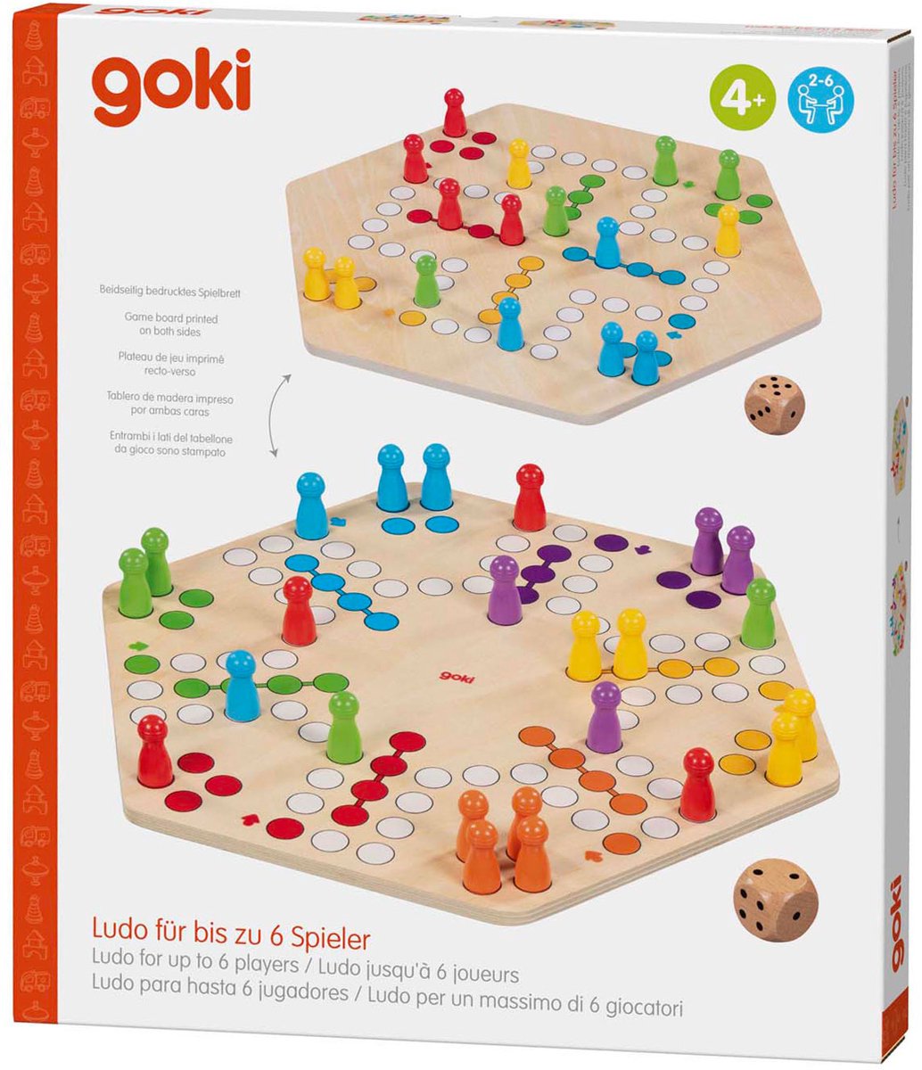 Goki Wooden Ludo Game 6 giocatori