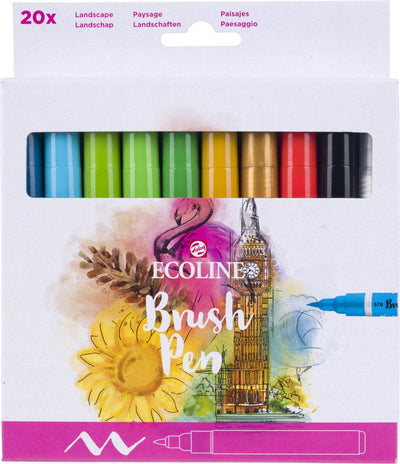 Bruynzeel Ecoline Brush Pen Set Landscapes, 20 colors