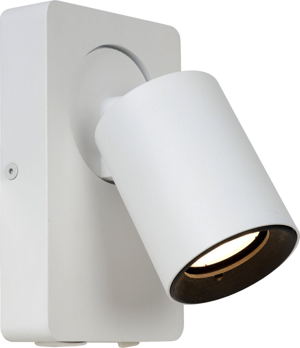 Lucide nigel - bedlamp wandlamp - led dim to warm - cct - gu10 - 1x5w 2200k 3000k - met usb oplaadpunt - wit