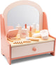 Woet ® houten speelgoed kaptafel - roze make-up tafel met spiegel 7 accessoires - rollenspel voor kinderen - vanaf 3 jaar