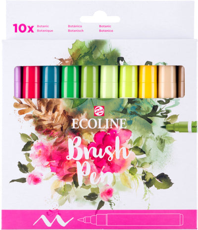 Bruynzeel ecoline brush pen set botanical, 10 colors